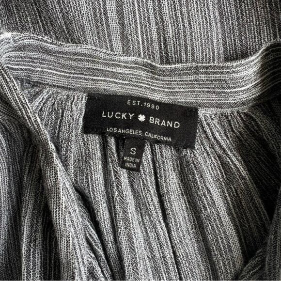 Lucky Brand Tie Neck Long Sleeve Blouse in Gray - S - Picture 5 of 5